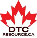 DTC Resource logo with a maple leaf around the letters DTC